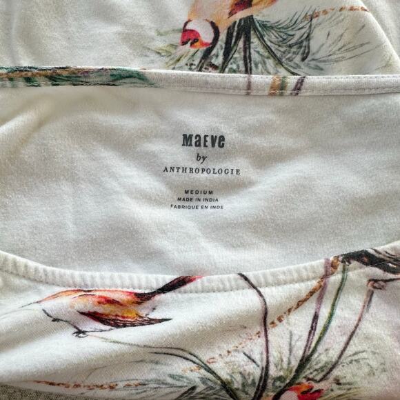 ๐ด Maeve by Anthropologie Floral Bird Super Soft Cotton Top, Size M - Picture 3 of 12
